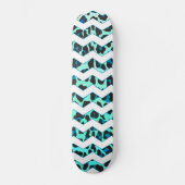 Leopard Schwarz und Aquamarin Skateboard (Vorderseite)
