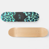 Leopard Schwarz und Aquamarin Skateboard (Horizontal)