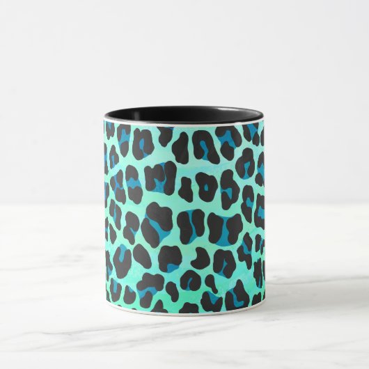 Leopard Schwarz und Aquamarin Tasse (Zentrum)