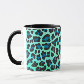 Leopard Schwarz und Aquamarin Tasse (Links)