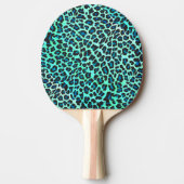 Leopard Schwarz und Aquamarin Tischtennis Schläger (Vorderseite)