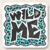 Leopard Schwarz und Aquamarin Untersetzer (Vorderseite)