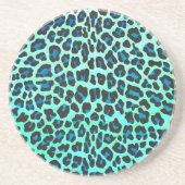 Leopard Schwarz und Aquamarin Untersetzer (Vorne)