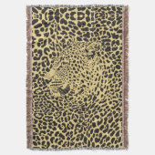 Leopard, schwarz und beige, in Scheiben verpackt Decke (Vorderseite Vertikal)