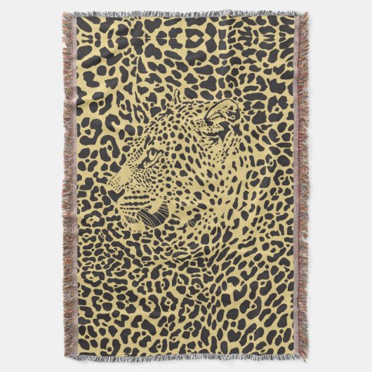 Leopard, schwarz und beige, in Scheiben verpackt Decke (Vorderseite Vertikal)