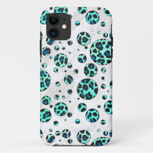 Leopard Schwarz- und Blaugrün-Druck iPhone 11 Hülle
