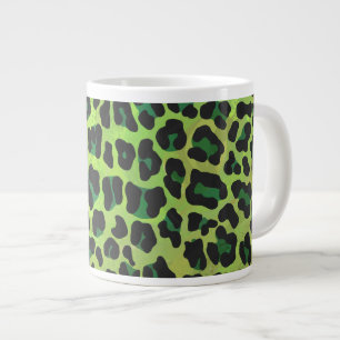 Leopard Schwarz- und Grün-Druck Jumbo-Tasse