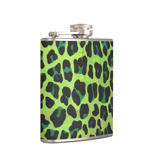 Leopard, Schwarz und Grün Flachmann (Rechts)