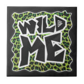 Leopard, Schwarz und Grün Fliese (Vorderseite)