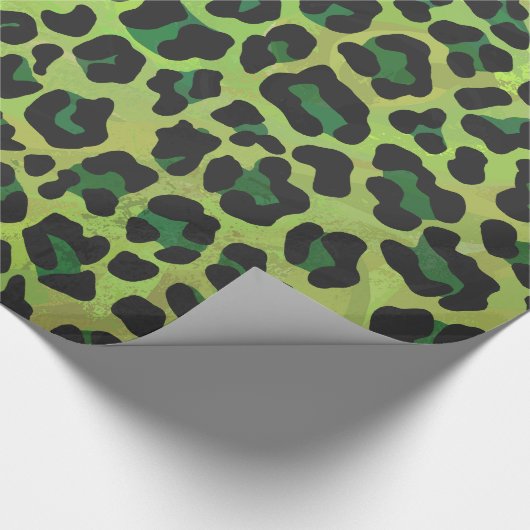 Leopard, Schwarz und Grün Geschenkpapier (Ecke)