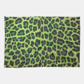 Leopard, Schwarz und Grün Geschirrtuch (Horizontal)