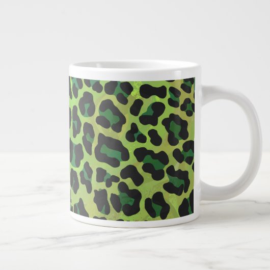 Leopard, Schwarz und Grün Jumbo-Tasse (Rechts)