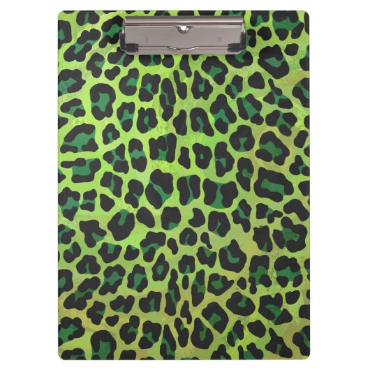 Leopard, Schwarz und Grün Klemmbrett (Vorderseite)
