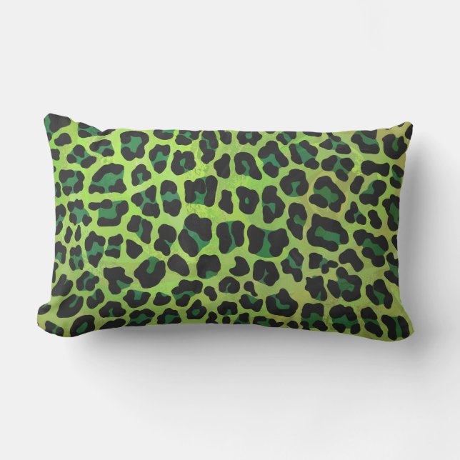 Leopard, Schwarz und Grün Lendenkissen (Vorderseite)
