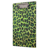 Leopard Schwarz und Grün mit Monogramm Klemmbrett (Links)