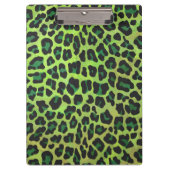 Leopard Schwarz und Grün mit Monogramm Klemmbrett (Vorderseite)
