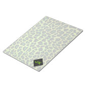 Leopard Schwarz und Grün mit Monogramm Notizblock (angewinkelt)