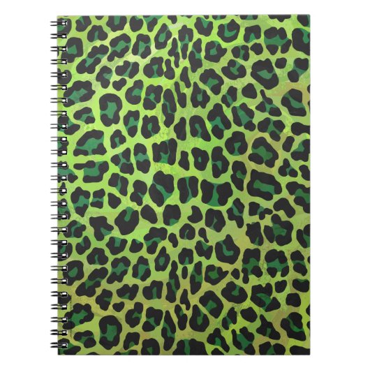 Leopard, Schwarz und Grün Notizblock (Vorderseite)