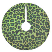 Leopard, Schwarz und Grün Polyester Weihnachtsbaumdecke (Vorderseite)