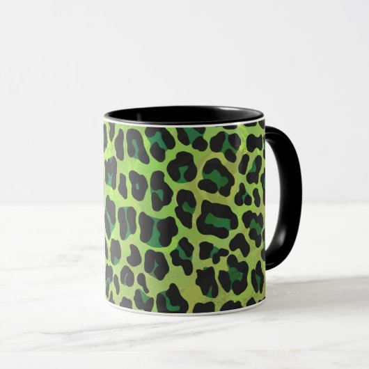 Leopard, Schwarz und Grün Tasse (VorderseiteRechts)