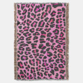 Leopard, Schwarz und Heiß-Rosa Decke (Vorderseite Vertikal)