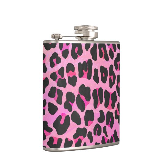 Leopard, Schwarz und Heiß-Rosa Flachmann (Rechts)