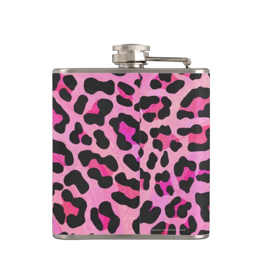 Leopard, Schwarz und Heiß-Rosa Flachmann (Rückseite)