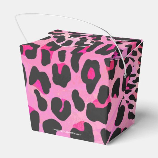 Leopard, Schwarz und Heiß-Rosa Geschenkschachtel (Rückseite)