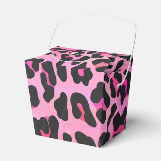 Leopard, Schwarz und Heiß-Rosa Geschenkschachtel (Vorderseite)