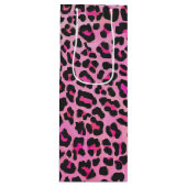 Leopard, Schwarz und Heiß-Rosa Geschenktüte Für Weinflaschen (Vorderseite)