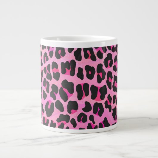 Leopard, Schwarz und Heiß-Rosa Jumbo-Tasse (Vorderseite)
