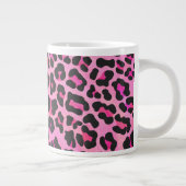 Leopard, Schwarz und Heiß-Rosa Jumbo-Tasse (Rechts)