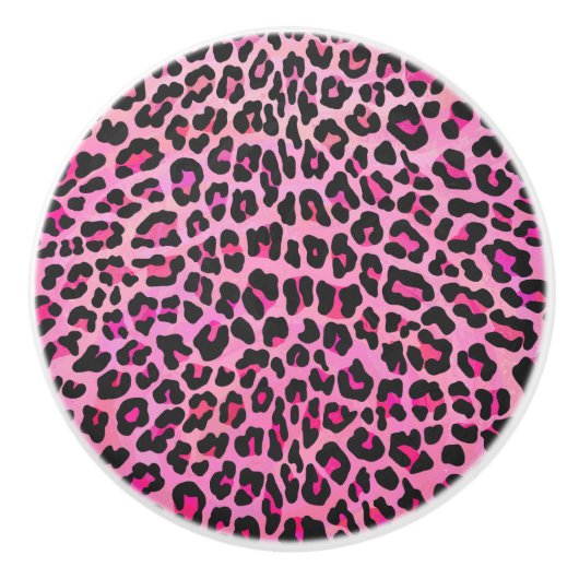 Leopard, Schwarz und Heiß-Rosa Keramikknauf (Vorderseite)