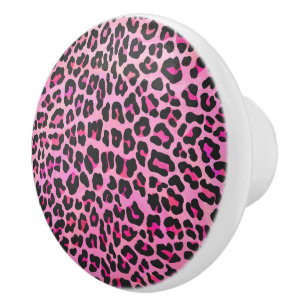 Leopard, Schwarz und Heiß-Rosa Keramikknauf