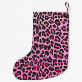 Leopard, Schwarz und Heiß-Rosa Kleiner Weihnachtsstrumpf (Rückseite)