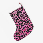Leopard, Schwarz und Heiß-Rosa Kleiner Weihnachtsstrumpf (Rückseite (Hängend))