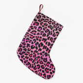 Leopard, Schwarz und Heiß-Rosa Kleiner Weihnachtsstrumpf (Vorderansicht (hängend))