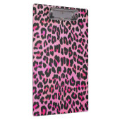 Leopard, Schwarz und Heiß-Rosa Klemmbrett (Rechts)