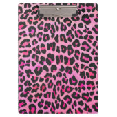 Leopard, Schwarz und Heiß-Rosa Klemmbrett (Vorderseite)