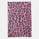 Leopard, Schwarz und Heiß-Rosa Küchentuch (Vertikal)