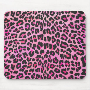 Leopard, Schwarz und Heiß-Rosa Mousepad