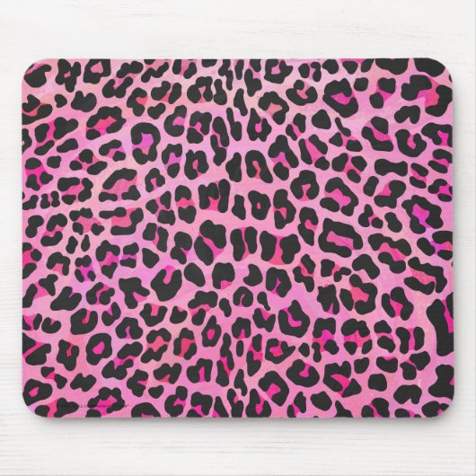 Leopard, Schwarz und Heiß-Rosa Mousepad (Vorne)