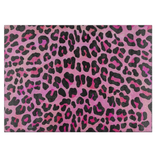 Leopard, Schwarz und Heiß-Rosa Schneidebrett (Vorderseite)