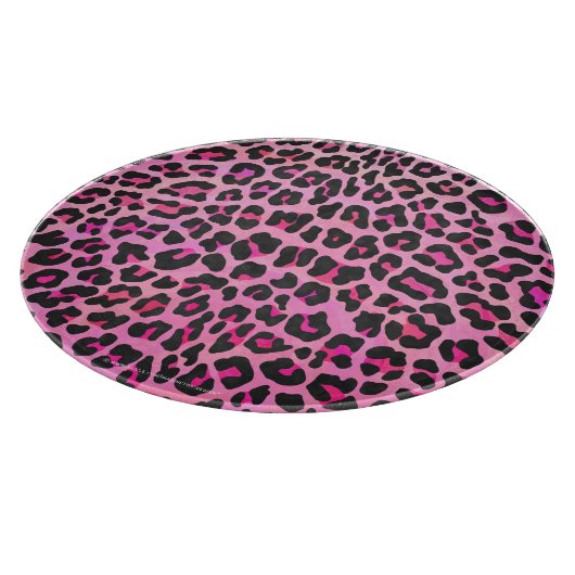 Leopard, Schwarz und Heiß-Rosa Schneidebrett (Ecke)