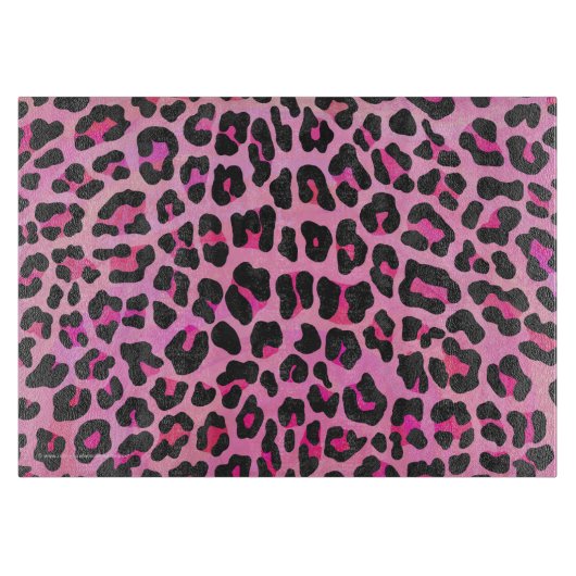 Leopard, Schwarz und Heiß-Rosa Schneidebrett (Vorderseite)