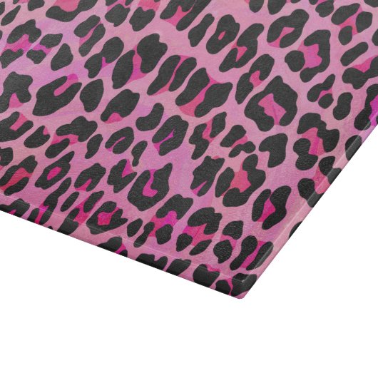 Leopard, Schwarz und Heiß-Rosa Schneidebrett (Ecke)