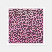 Leopard, Schwarz und Heiß-Rosa Serviette (Vorderseite)