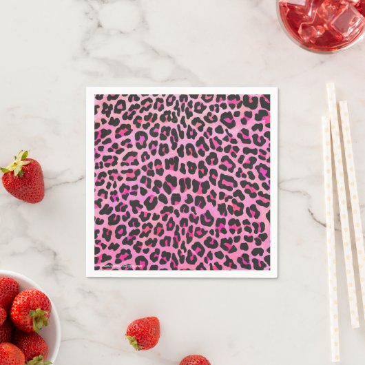 Leopard, Schwarz und Heiß-Rosa Serviette (Beispiel)