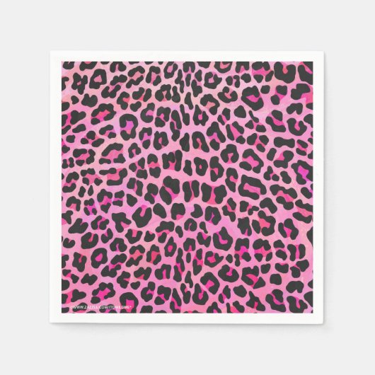 Leopard, Schwarz und Heiß-Rosa Serviette (Vorderseite)