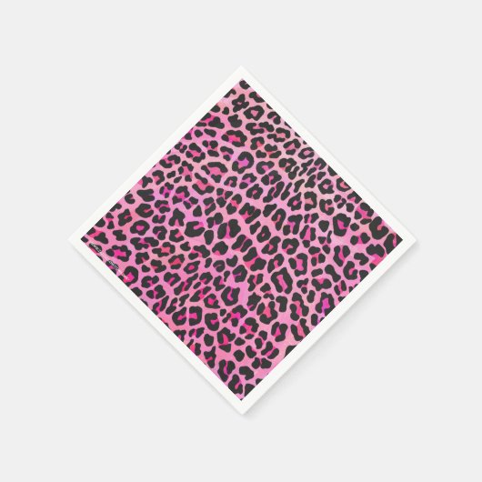 Leopard, Schwarz und Heiß-Rosa Serviette (Ecke)